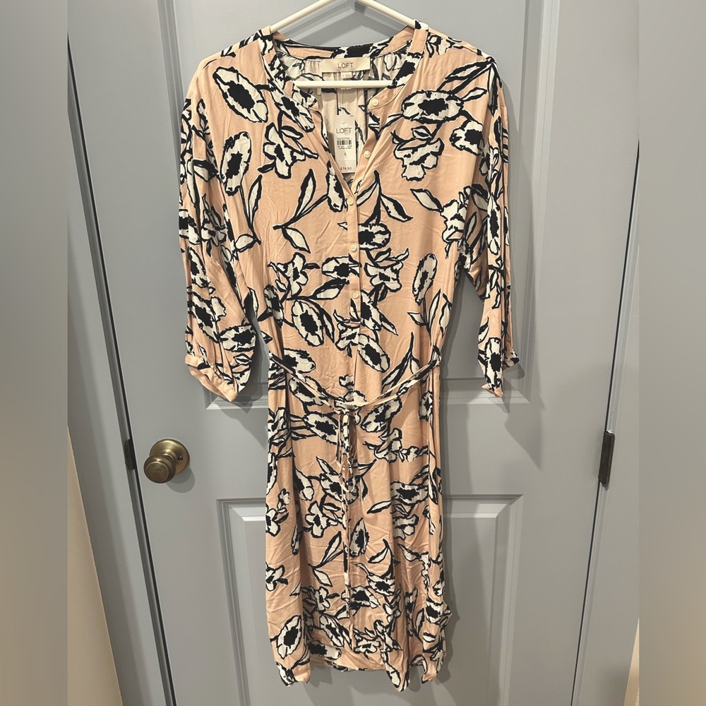 LOFT 3/4 sleeve midi dress